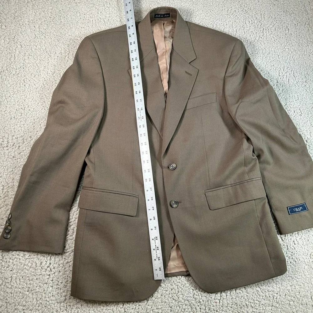 Chaps Mens 38 Short Taupe 100% Wool 2 Button Blazer Sport Coat Jacket NWT